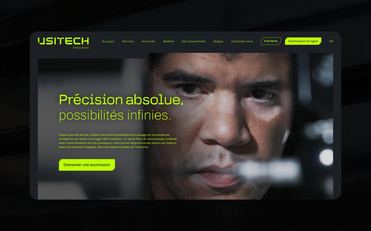 Site web d'Usitech Précision